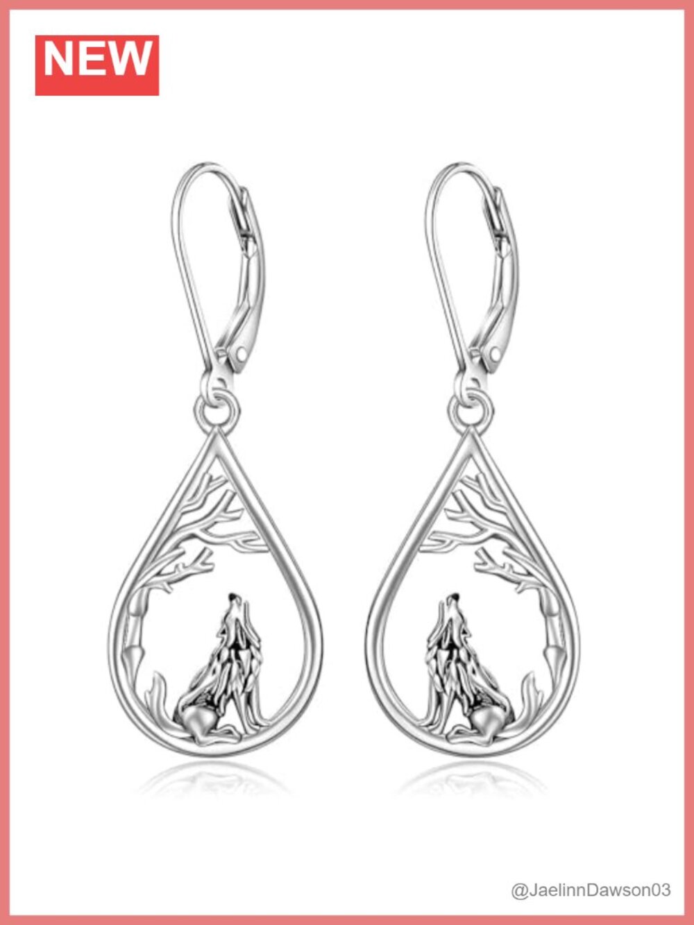 Wolf Earrings Sterling Silver Dangle Celtic Viking Drop